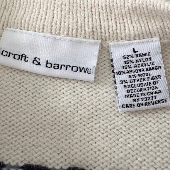 Croft & Barrow Snowman Cardigan L Patchwork Embroidered Grannycore Holiday - Picture 4 of 9